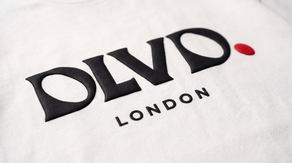 White DLVD Classic tee front on model